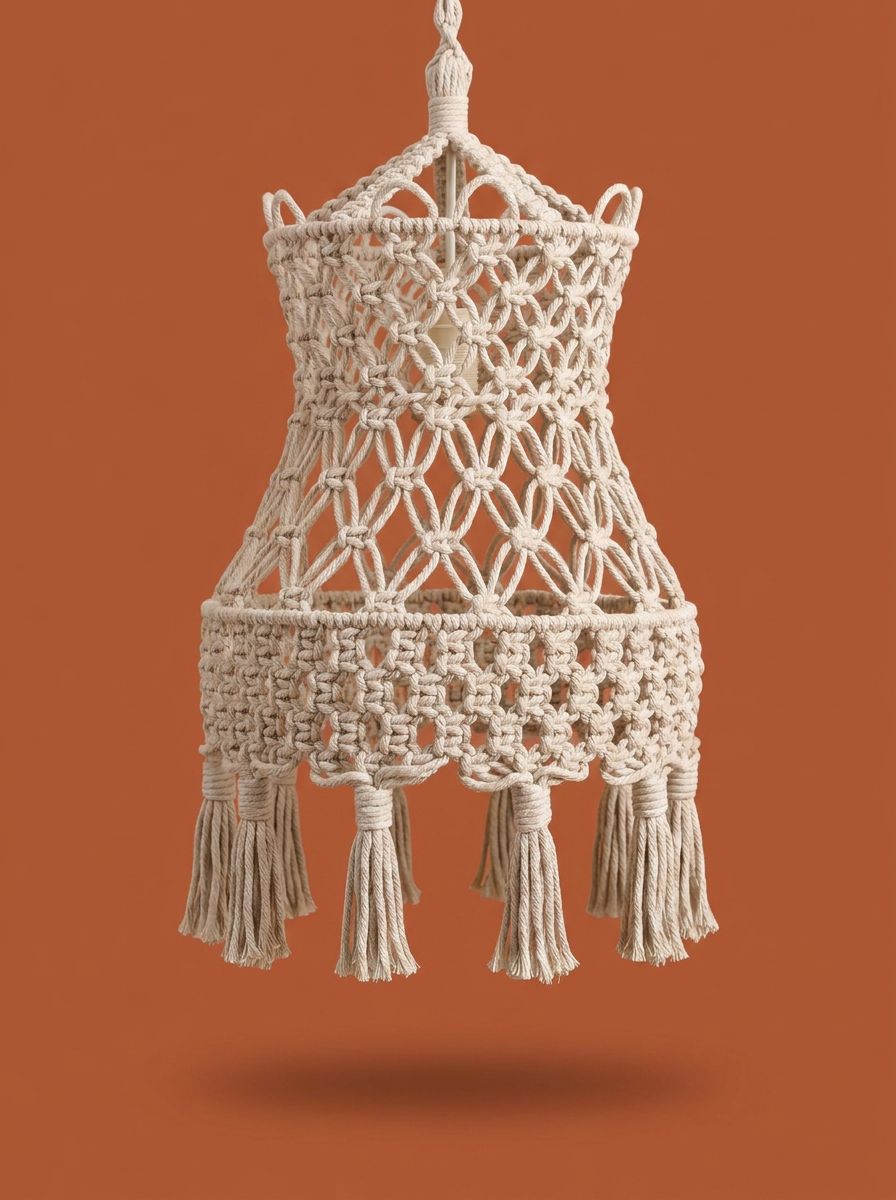 Suspension macramé Anaya, abat-jour tissé main à franges