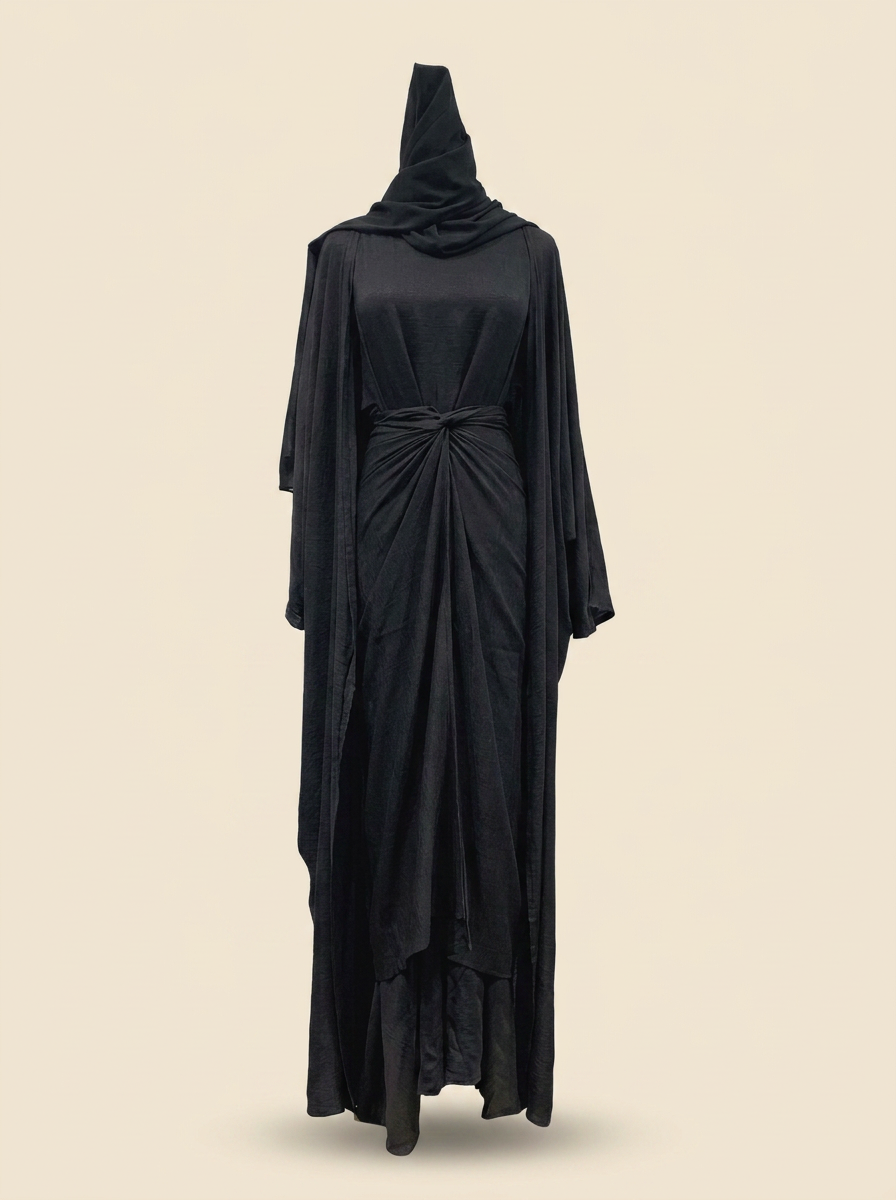 Ensemble abaya kaftan Rym avec voile assorti