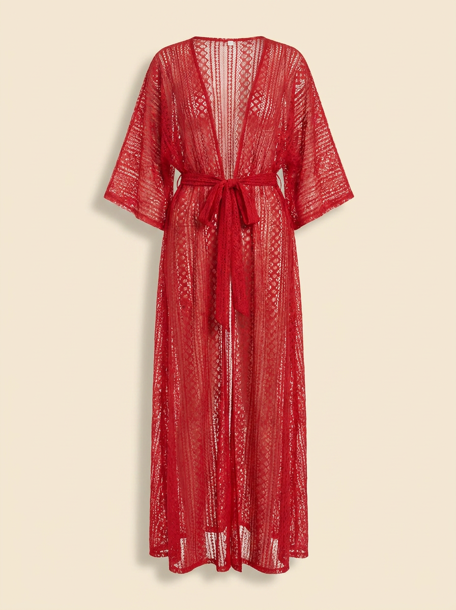 Kaftan de plage Jamila, tunique longue ajourée