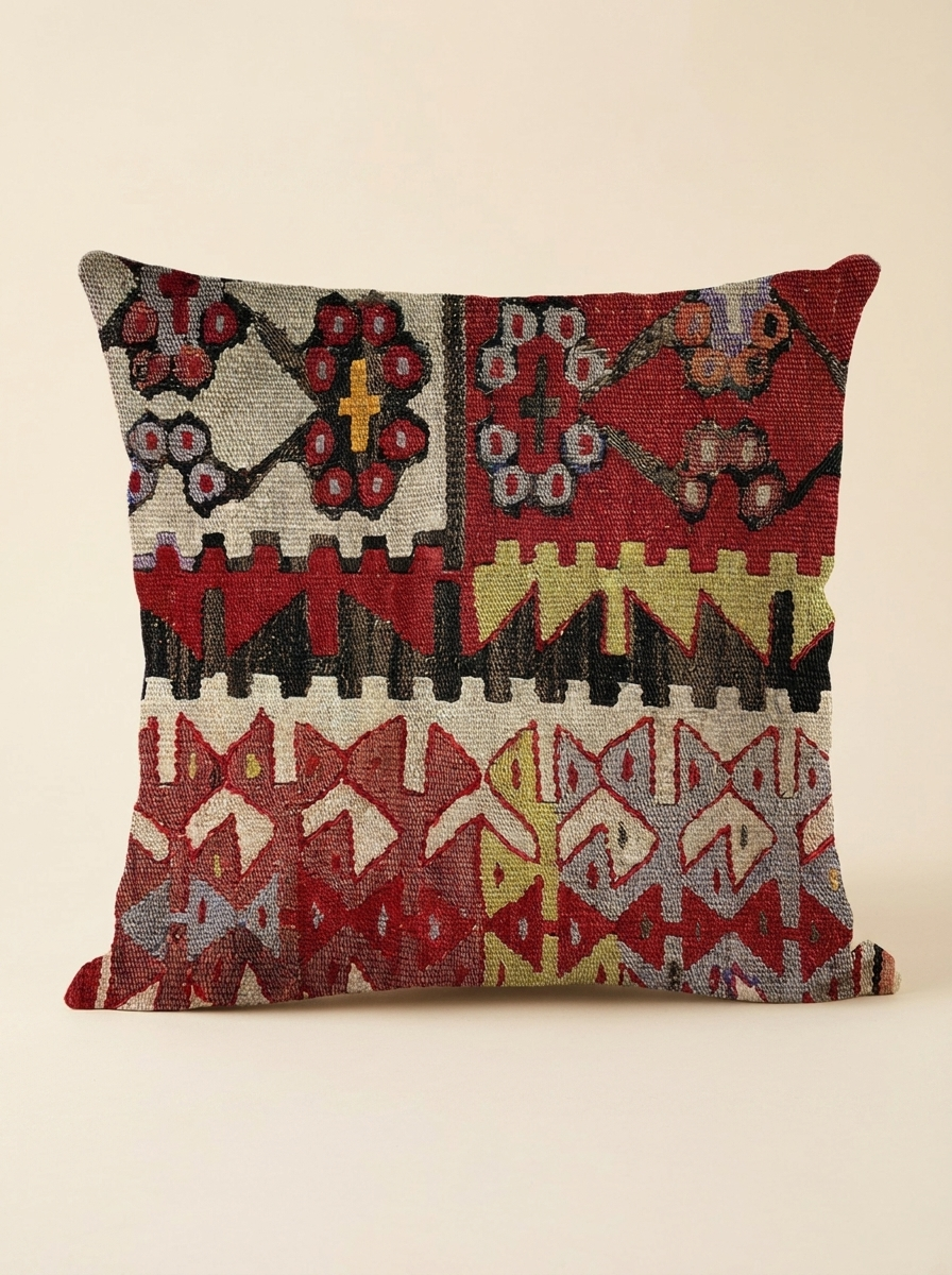 Housse de coussin imprimée Mira à motifs kilim