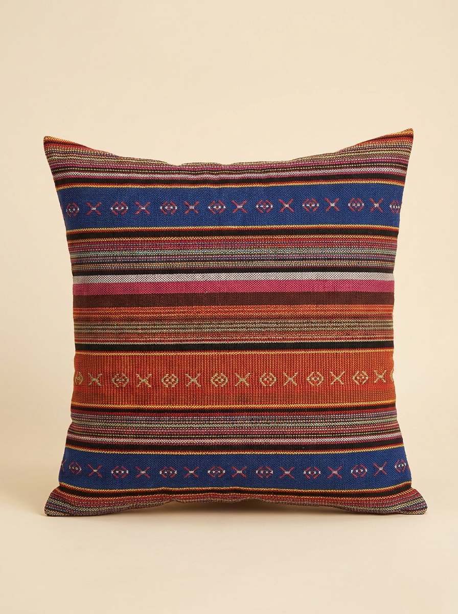 Housse de coussin rayée Assia à tissage berbère
